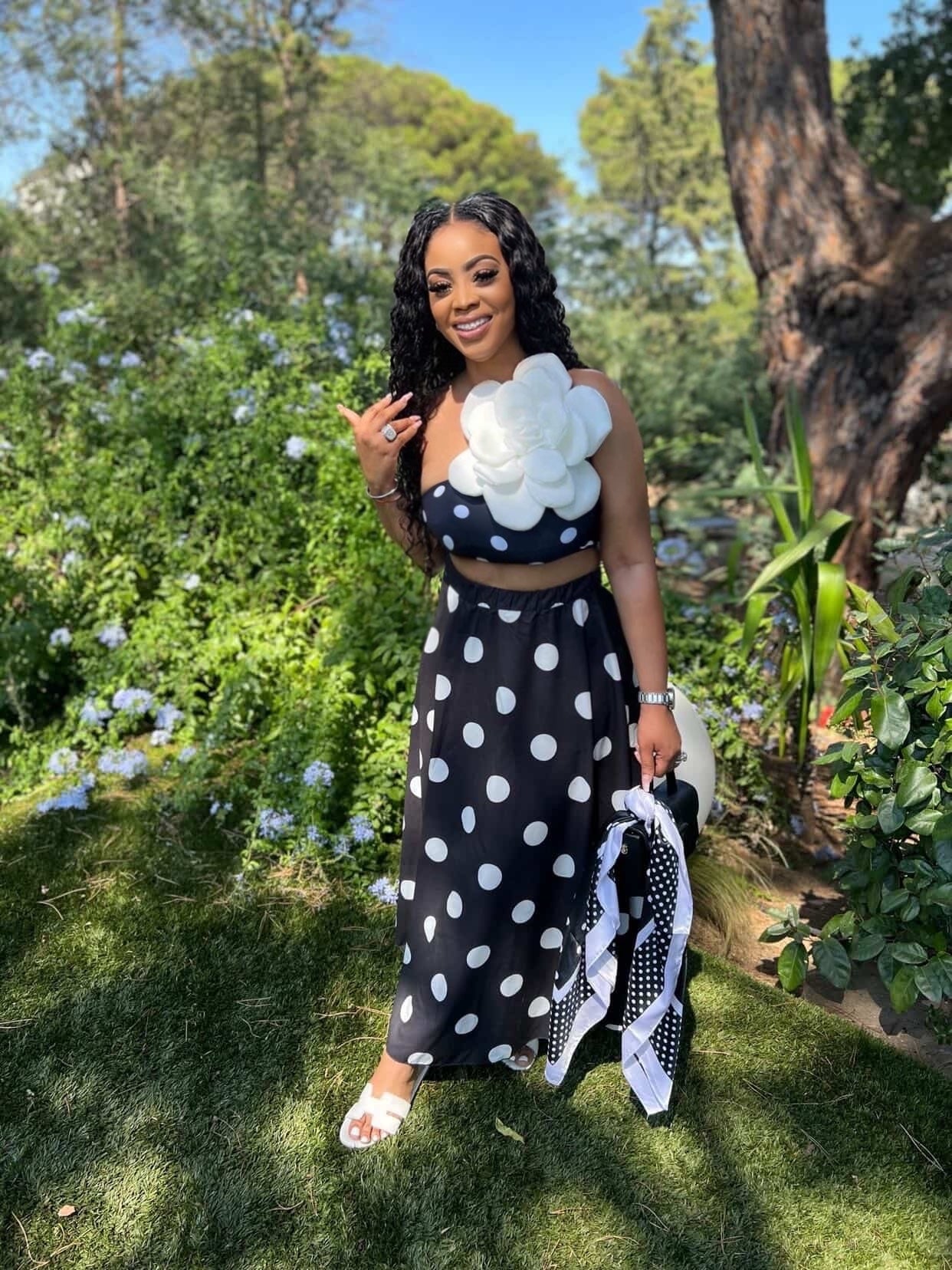 Camellia Noir Polka Dot Maxi Set