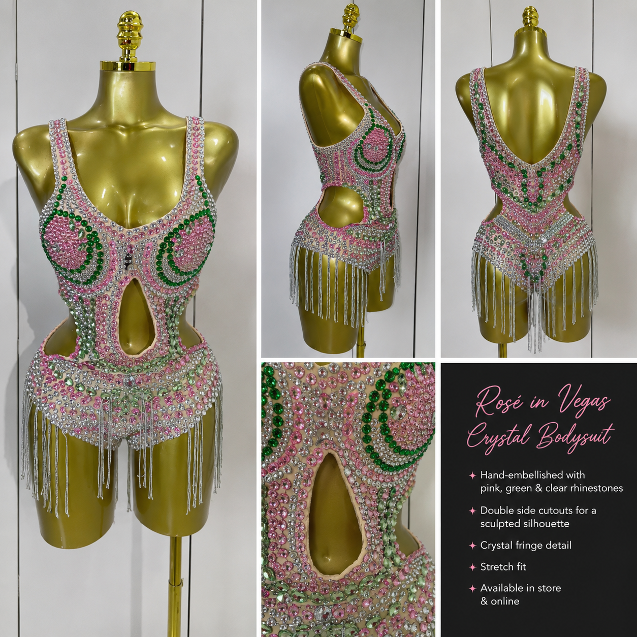 Vegas Rosé Crystal Bodysuit 🍾