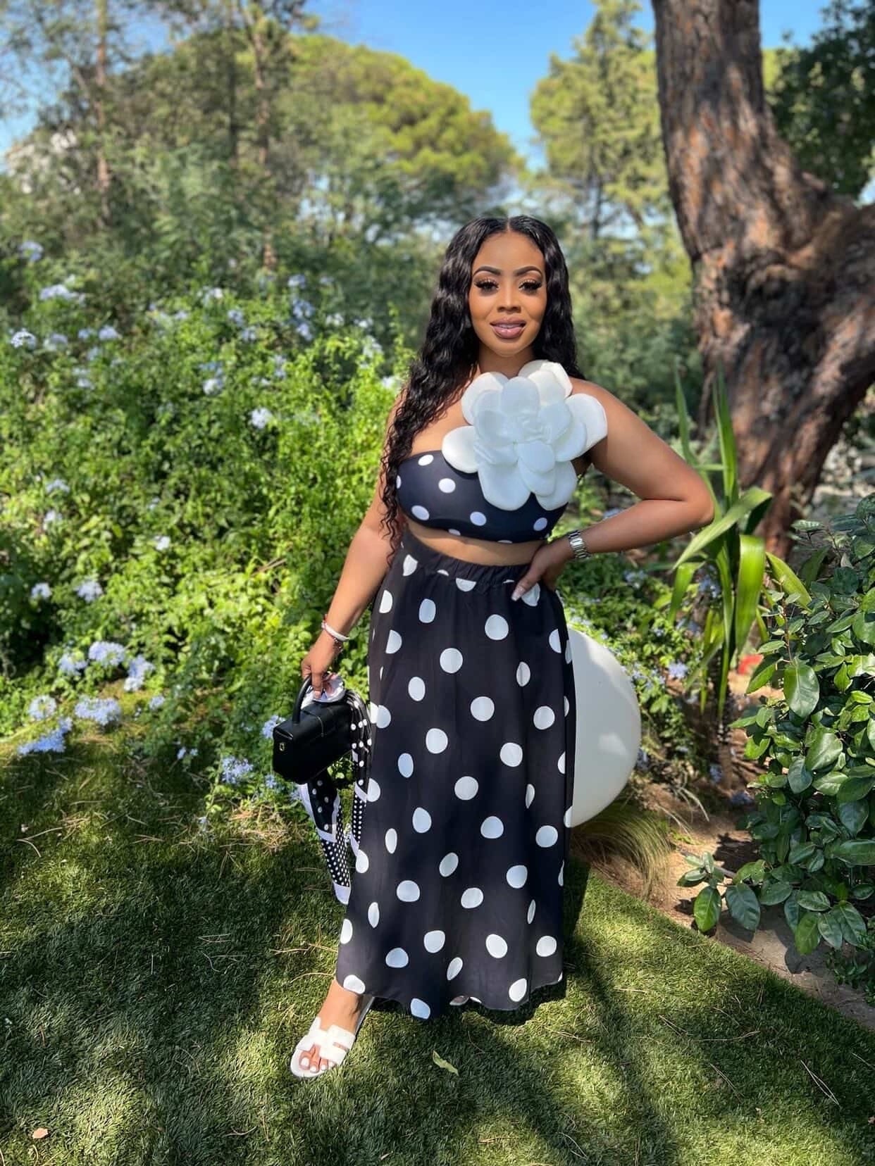 Camellia Noir Polka Dot Maxi Set