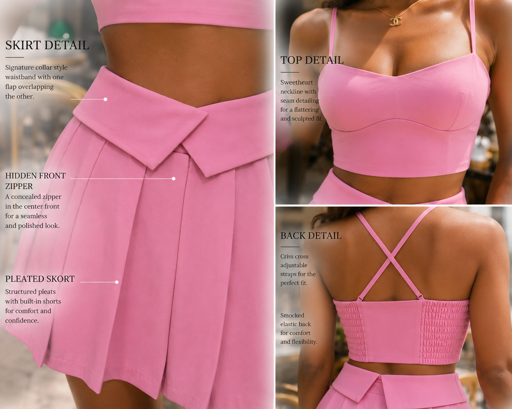 The Madison Collar Skort Set – Pink
