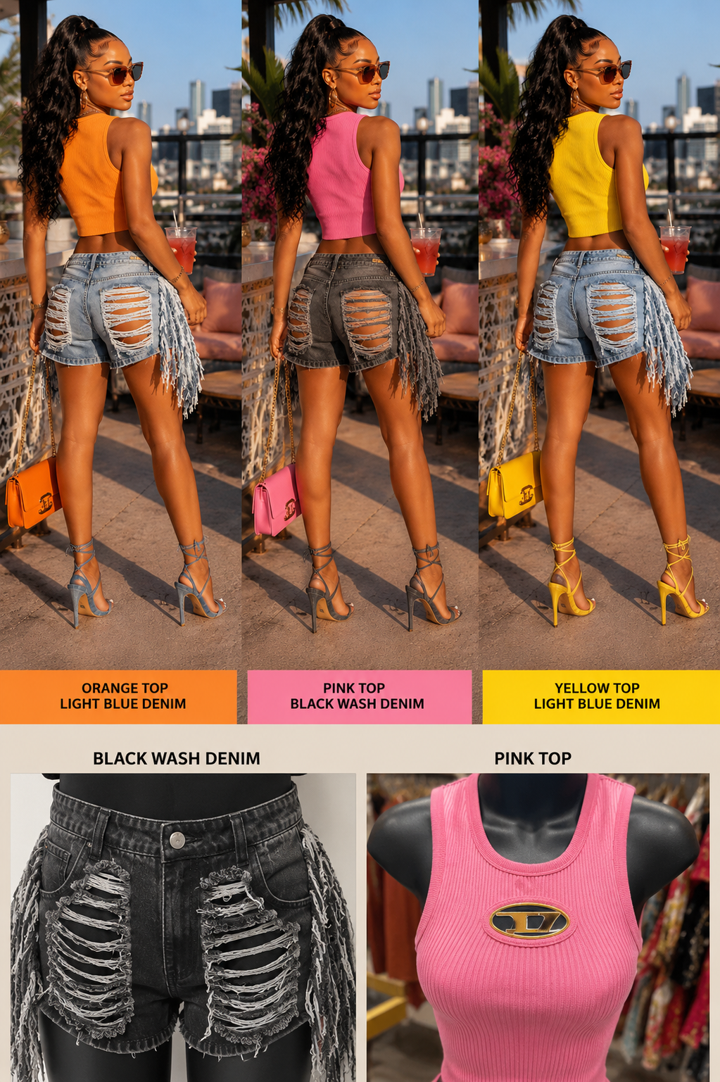Fringe Rush Distressed Denim Shorts