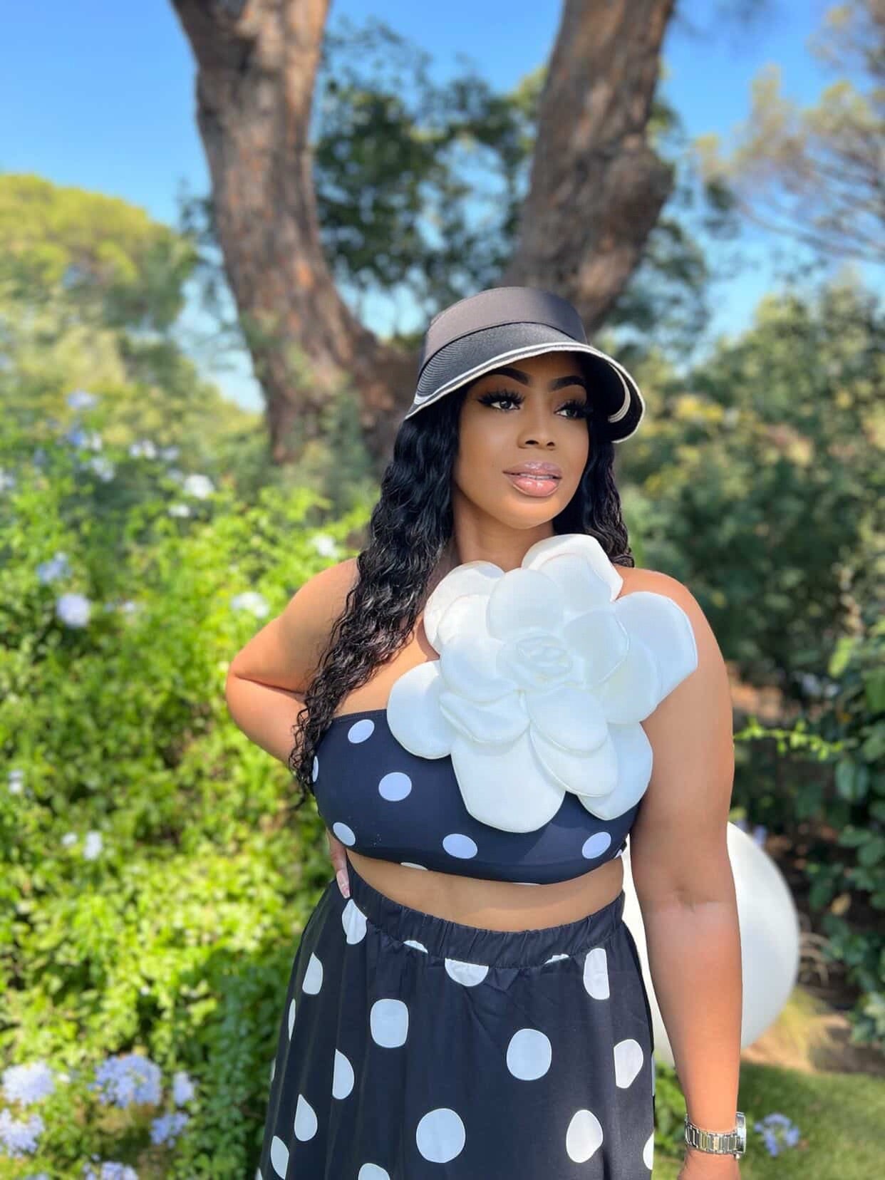 Camellia Noir Polka Dot Maxi Set
