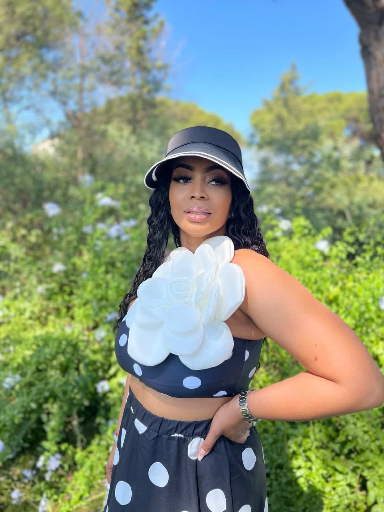 Camellia Noir Polka Dot Maxi Set