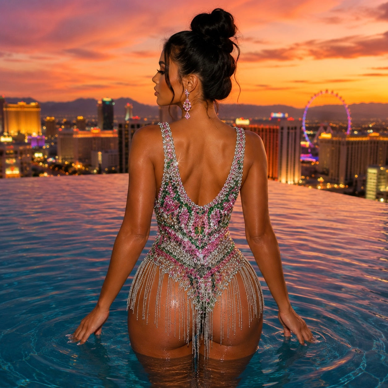 Vegas Rosé Crystal Bodysuit 🍾
