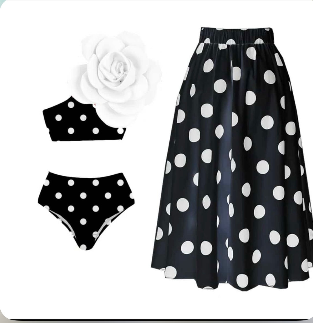 Camellia Noir Polka Dot Maxi Set