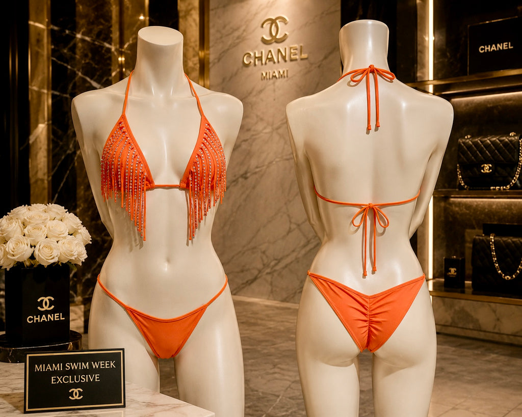 Sunset Luxe Fringe Bikini 🧡✨