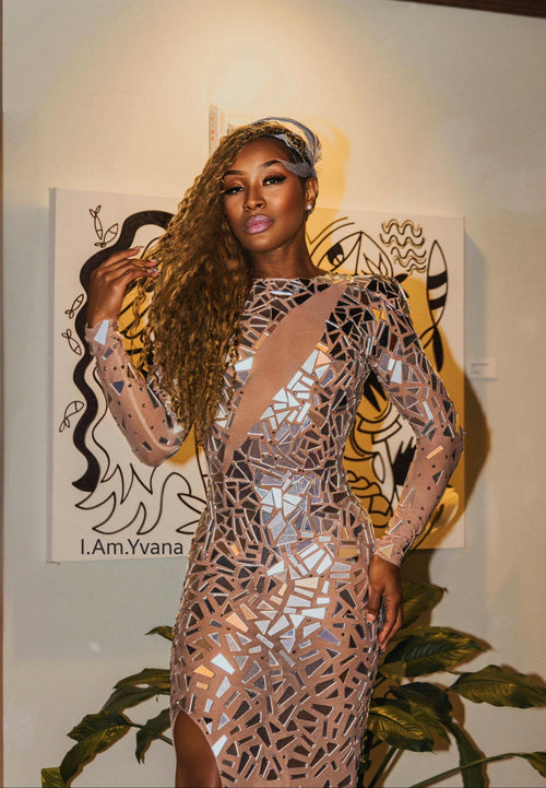 Celestial Shard Feather Couture Gown