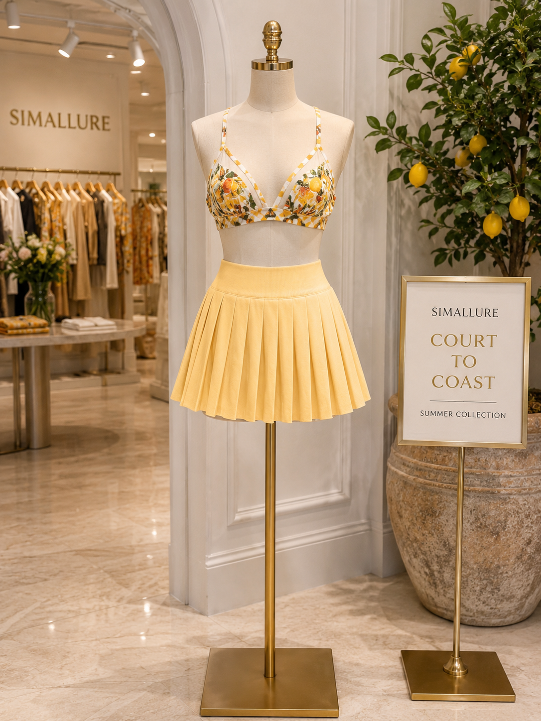 Pleated Resort Mini Skirt