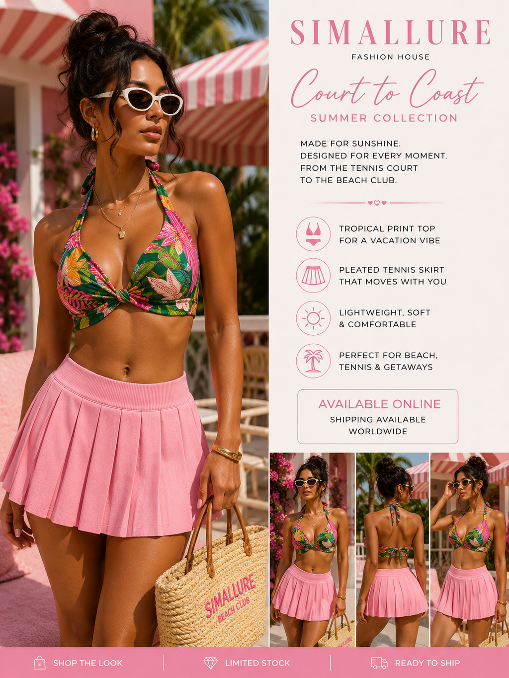 Pleated Resort Mini Skirt