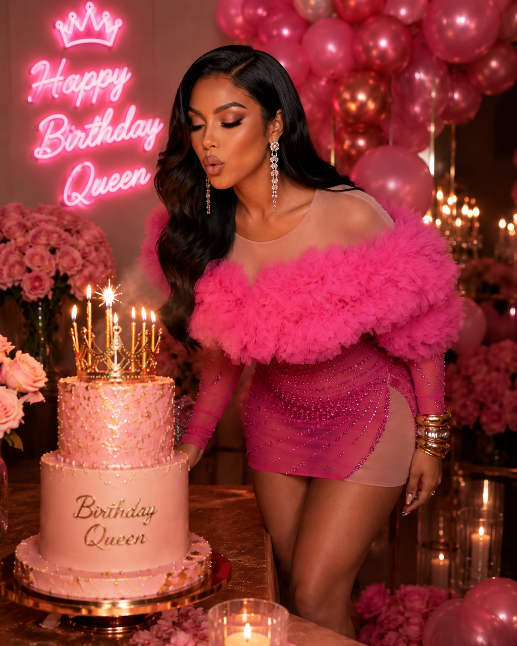 Pink Champagne Crystal Mini Dress