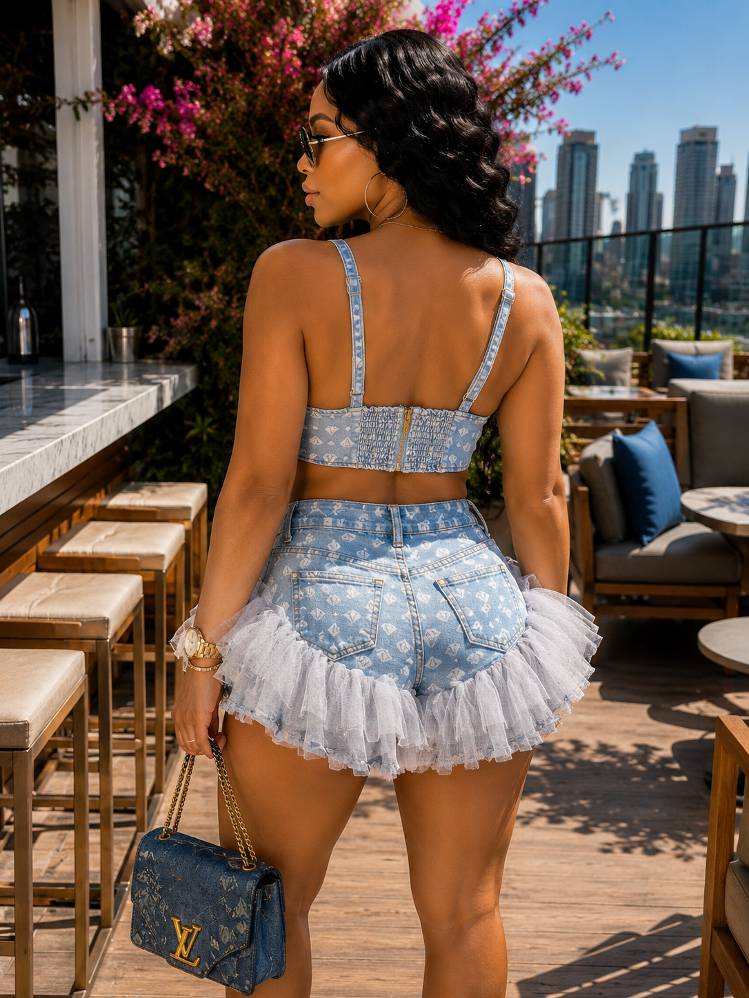 St. Tropez Denim Bustier Crop Top