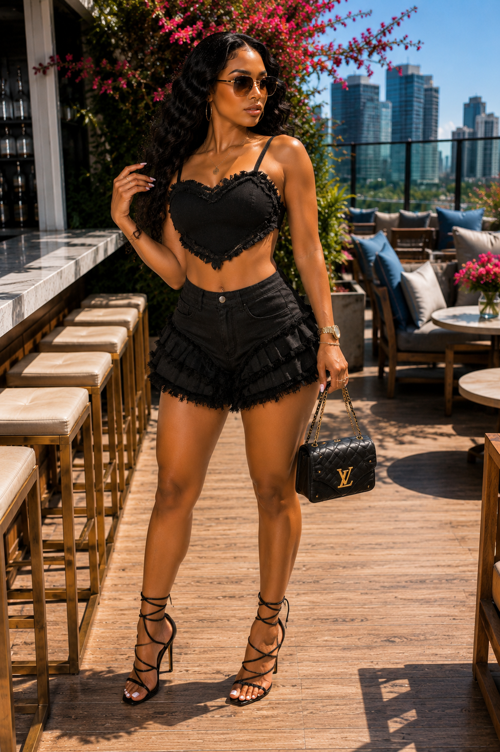 Midnight Muse Heart Denim Set